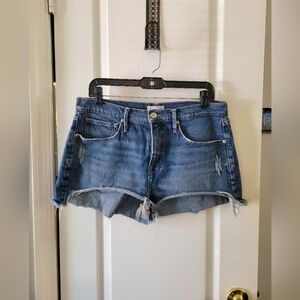 Good American Good '90s Cutoff Denim Shorts High Rise Distressed Size 29 (8)